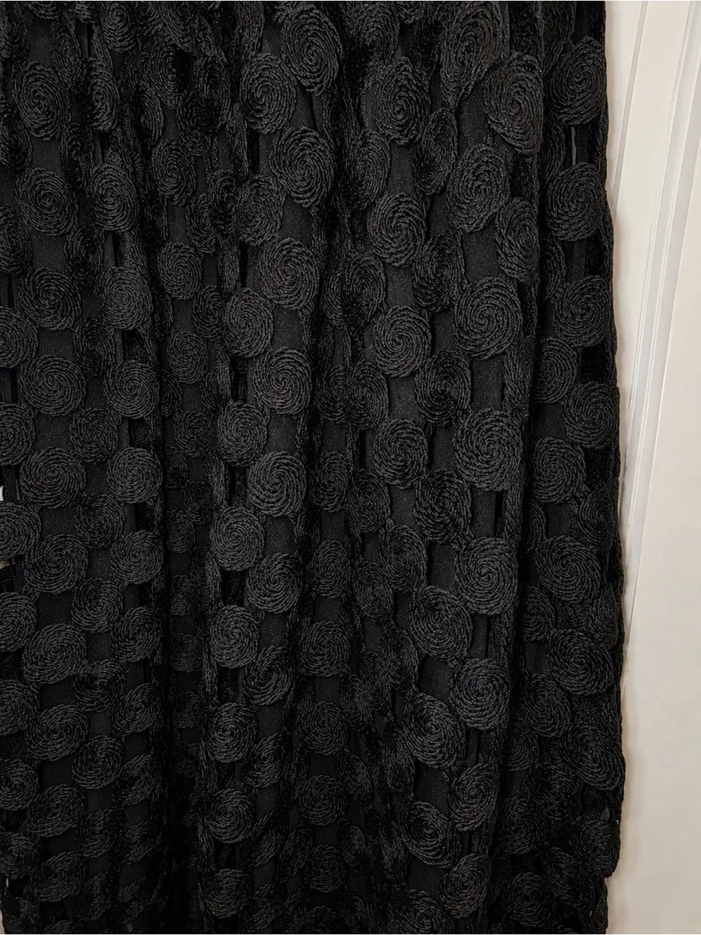 Tory Burch Black V-Neck Midi Dress with Lace-Crochet Skirt